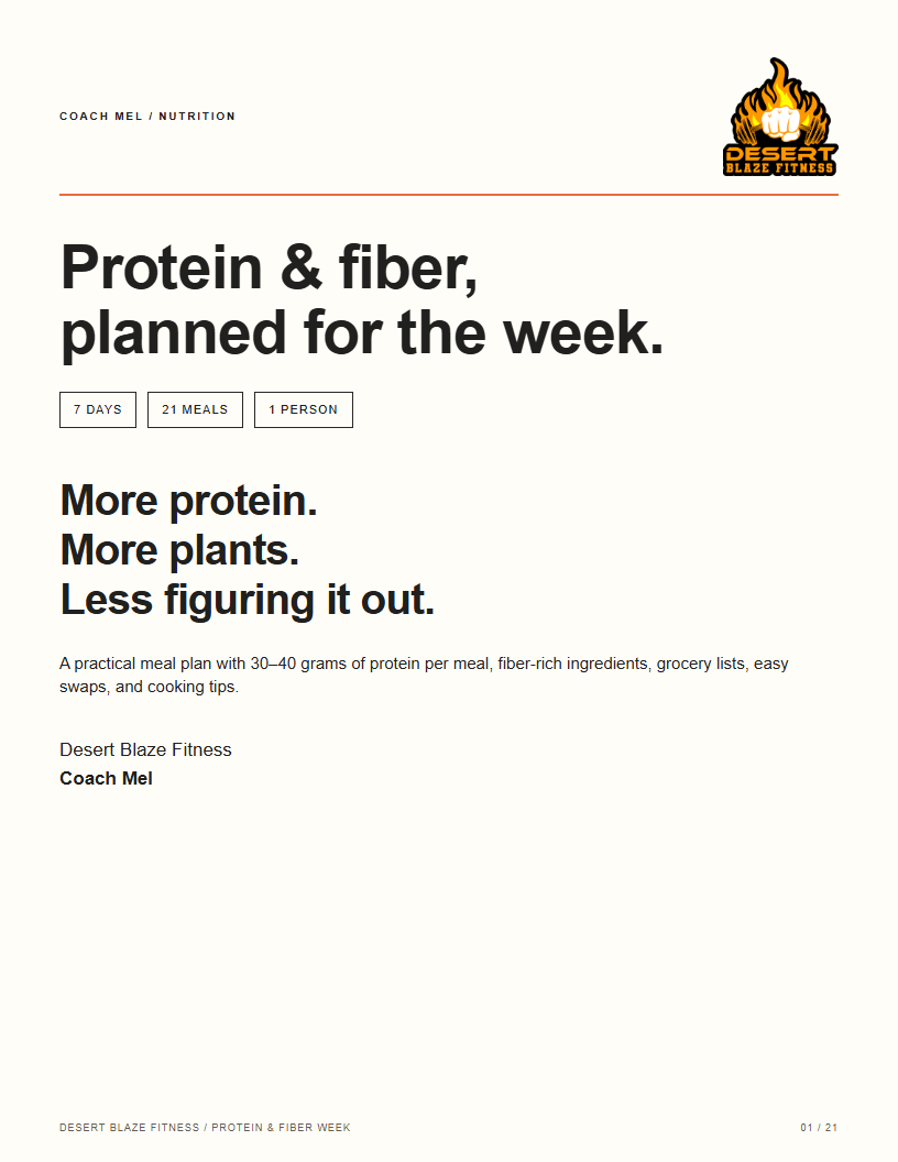 Cover of Coach Mel's Protein and Fiber Week meal plan
